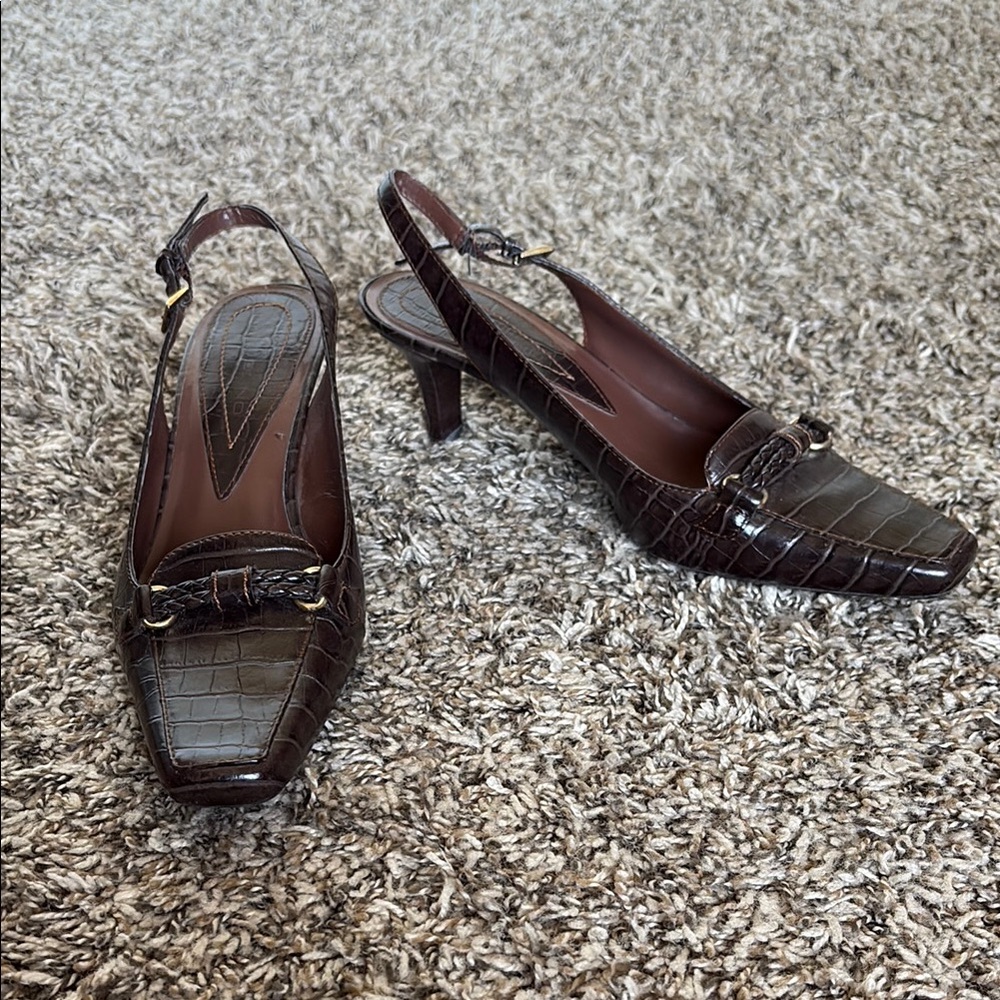 Classic Brown Slingback Heels